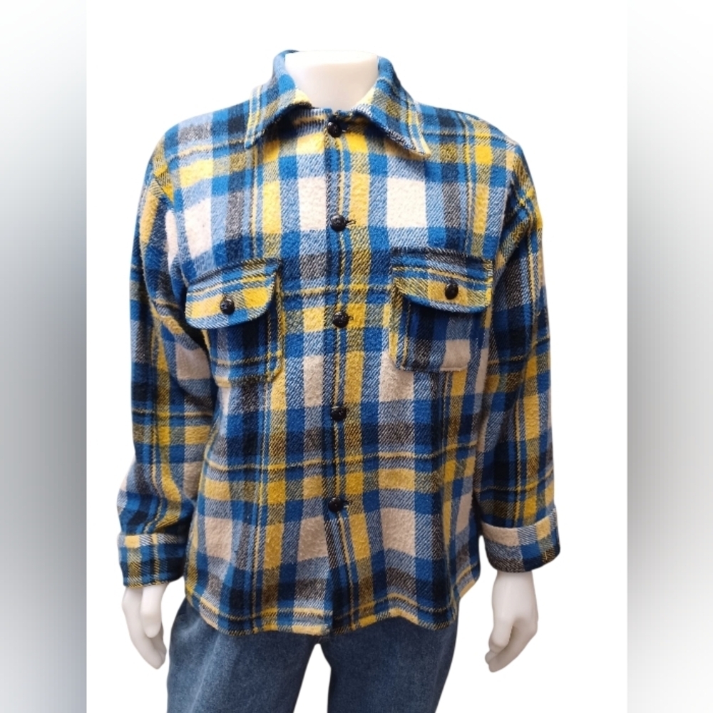 Canadian Caribou Vintage Plaid Wool Jacket 1960 EUC Size Large